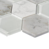 Apollo Tile (Sample) Sparta Gray 4-in x 4-in Polished Marble Honeycomb Mosaic Floor and Wall Tile