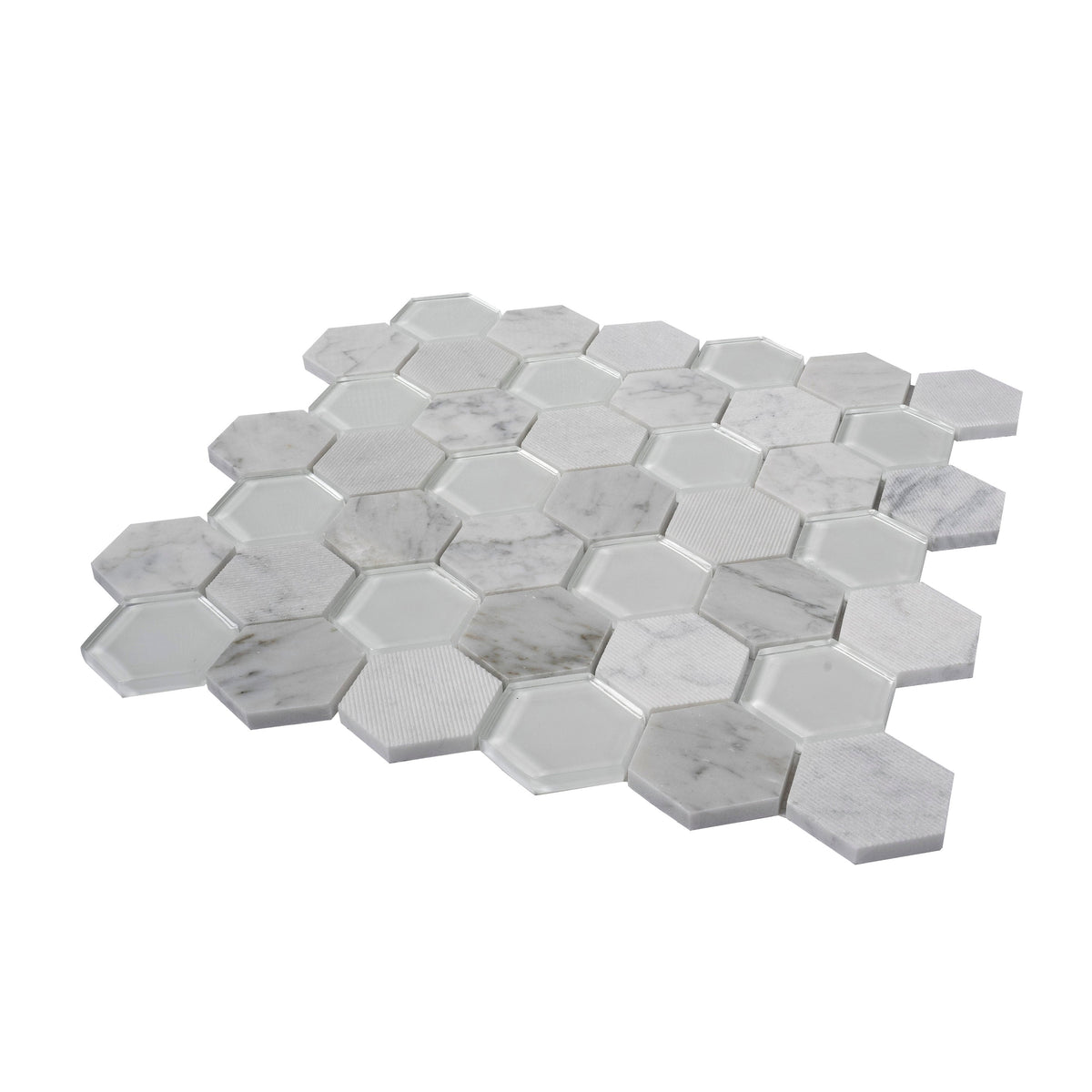 Apollo Tile (Sample) Sparta Gray 4-in x 4-in Polished Marble Honeycomb Mosaic Floor and Wall Tile