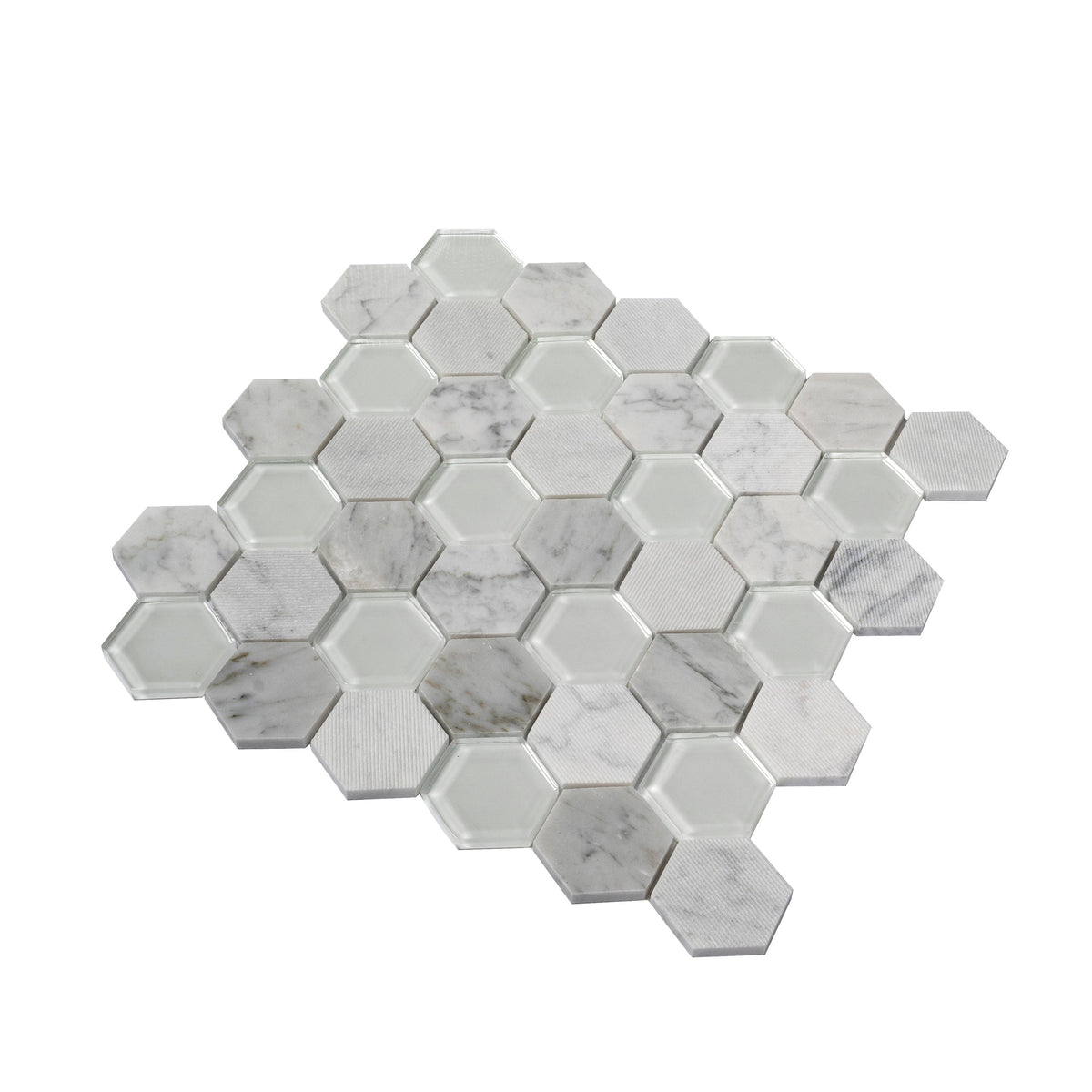 Apollo Tile (Sample) Sparta Gray 4-in x 4-in Polished Marble Honeycomb Mosaic Floor and Wall Tile
