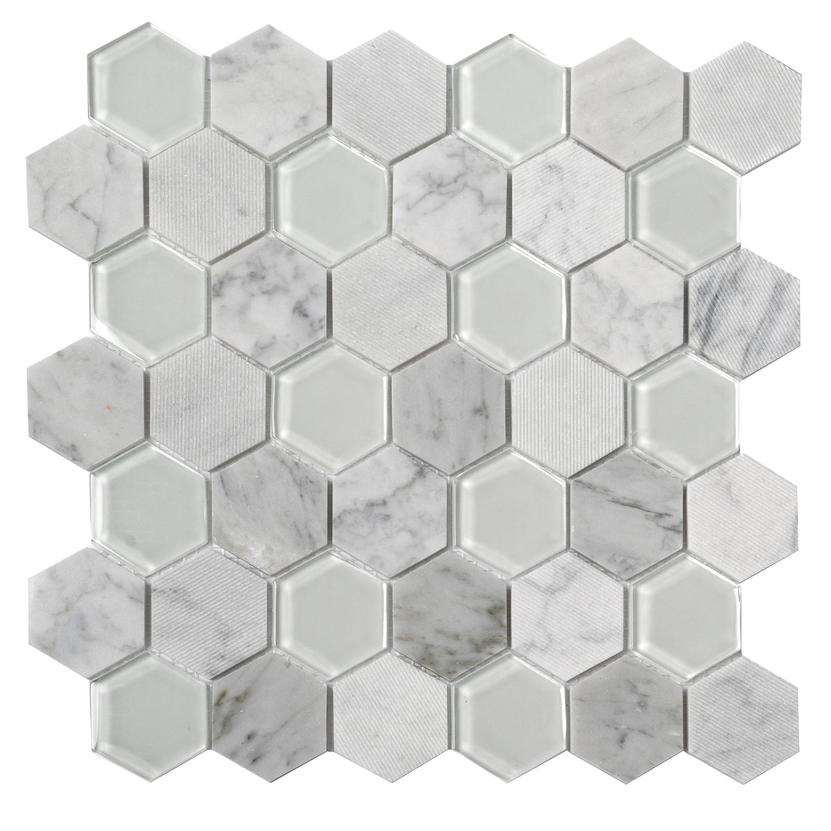Apollo Tile (Sample) Sparta Gray 4-in x 4-in Polished Marble Honeycomb Mosaic Floor and Wall Tile
