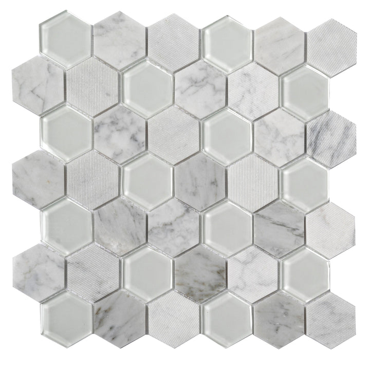 Apollo Tile (Sample) Sparta Gray 4-in x 4-in Polished Marble Honeycomb Mosaic Floor and Wall Tile