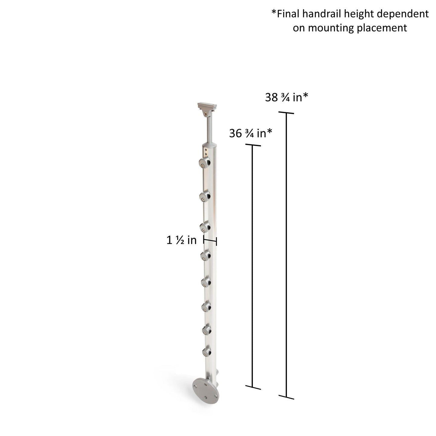 DOLLE 4-1/4-in x 42-in Prova Brushed Aluminum Round Deck Baluster