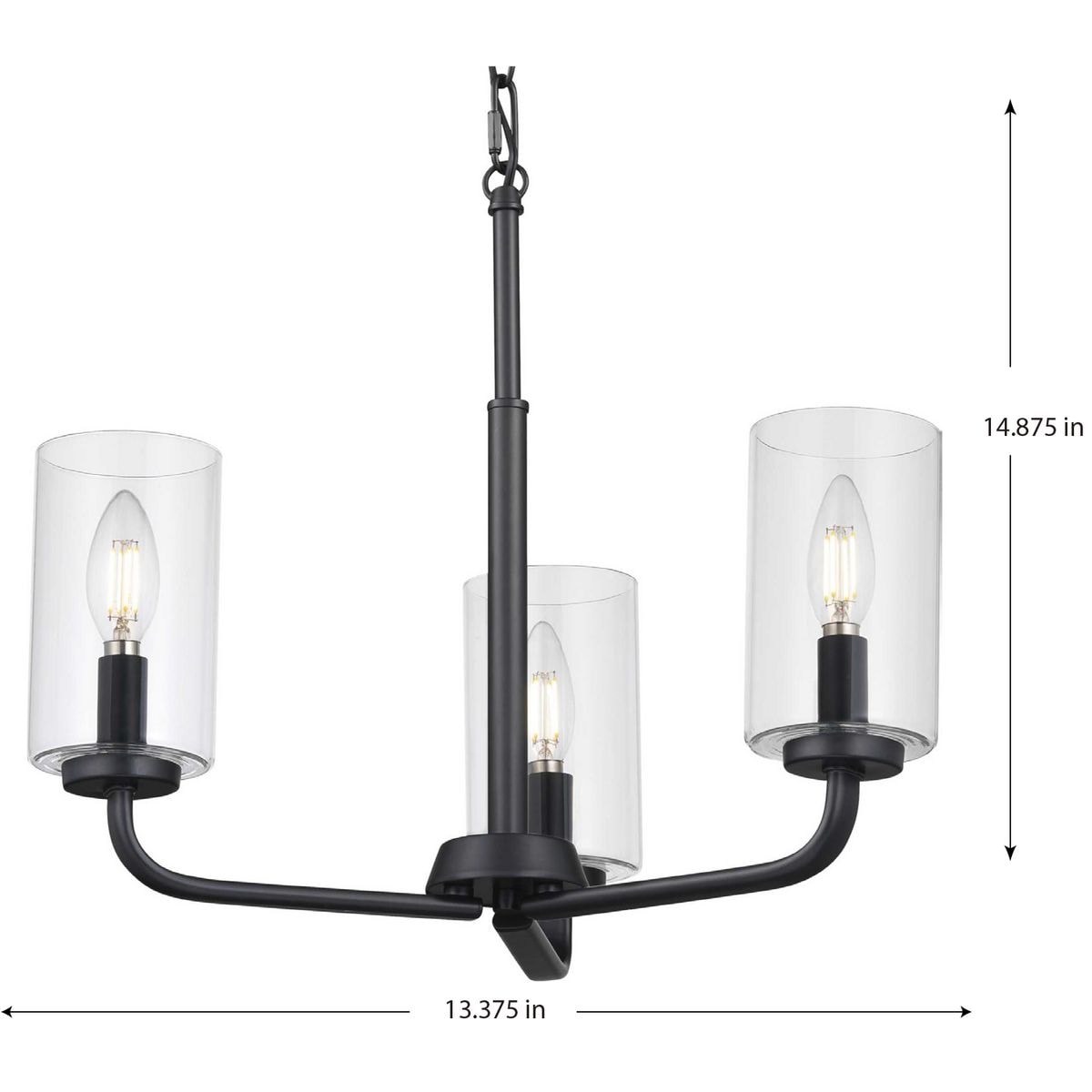 Progress Lighting Cabarro 3-Light Matte Black Transitional Chandelier