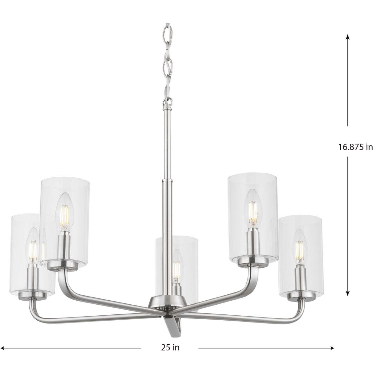 Progress Lighting Cabarro 5-Light Brushed Nickel Transitional Chandelier