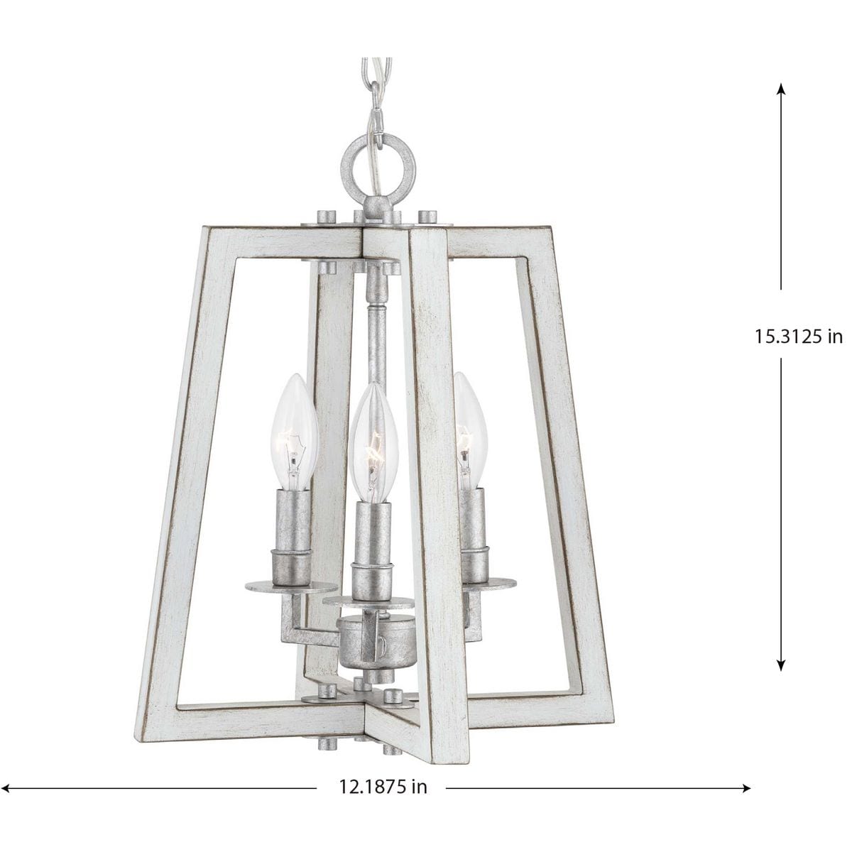 Progress Lighting Forrester 3-Light Antique White and Galvanized Farmhouse Lantern Medium Hanging Pendant Light