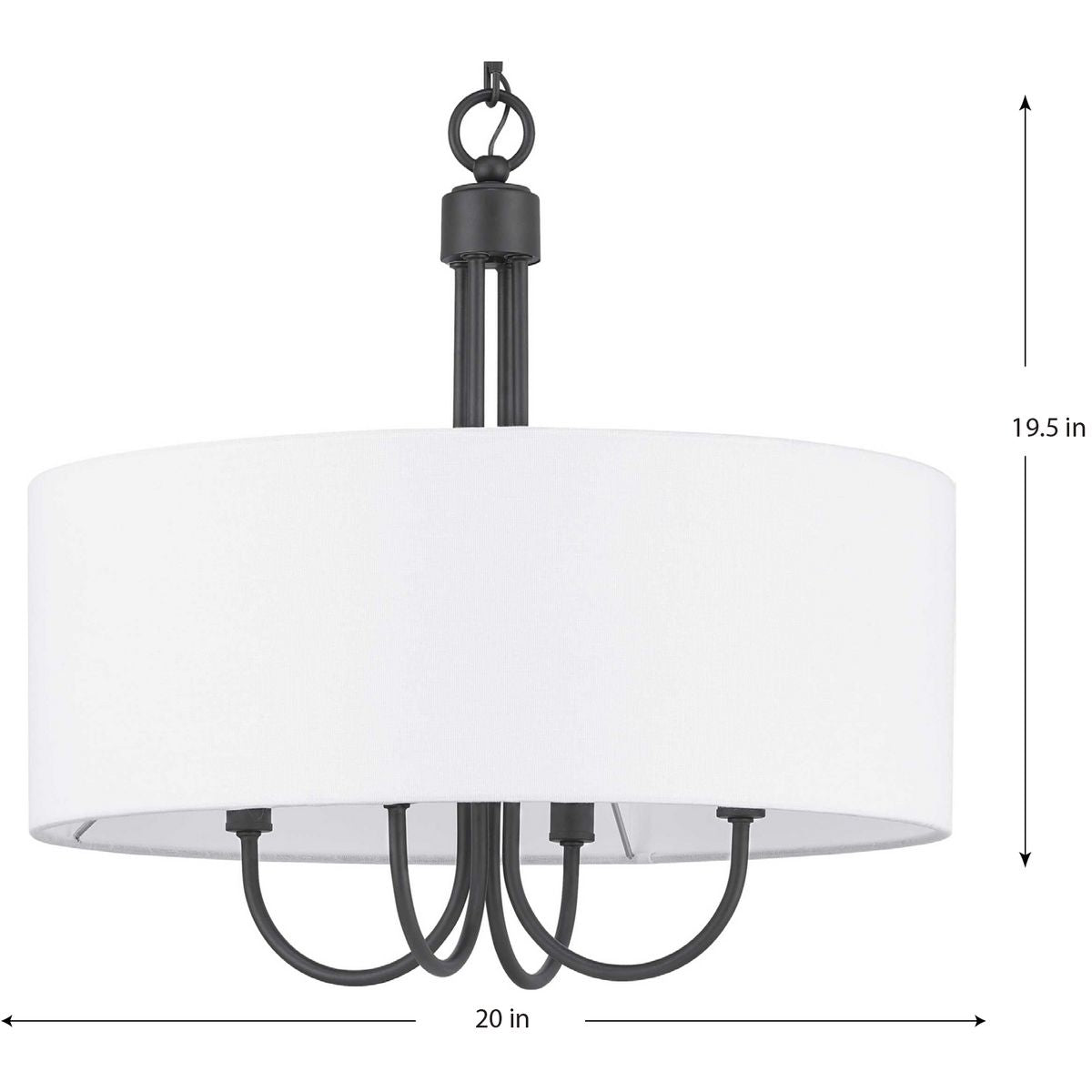 Progress Lighting Evanna 4-Light Matte Black Transitional Chandelier