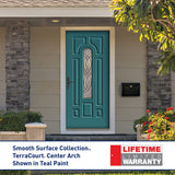 Therma-Tru Benchmark Doors TerraCourt 36-in x 80-in Fiberglass Center Arch Lite Left-Hand Inswing Ready to Paint Unfinished Prehung Single Front Door with Brickmould