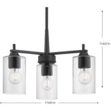 Progress Lighting Morehouse 3-Light Matte Black Transitional Chandelier