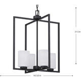 Progress Lighting Rexington 4-Light Matte Black Modern/Contemporary Etched Glass Cylinder Medium Hanging Pendant Light