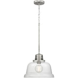 Progress Lighting Embellish Galvanized Coastal Clear Glass Bell Pendant Light, 14-in Width