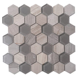 Apollo Tile (Sample) Gray 4-in x 4-in Glossy Glass Honeycomb Floor and Wall Tile