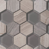 Apollo Tile (Sample) Gray 4-in x 4-in Glossy Glass Honeycomb Floor and Wall Tile