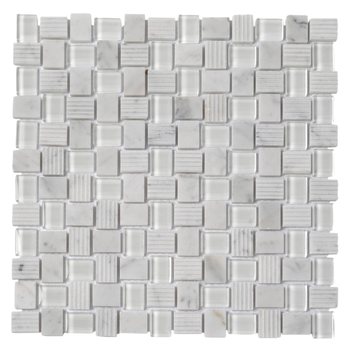 Apollo Tile (Sample) Sparta Gray 4-in x 4-in Polished Marble Basketweave Mosaic Floor and Wall Tile