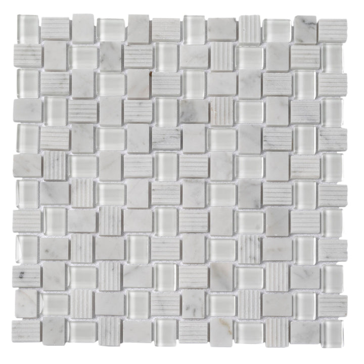 Apollo Tile (Sample) Sparta Gray 4-in x 4-in Polished Marble Basketweave Mosaic Floor and Wall Tile