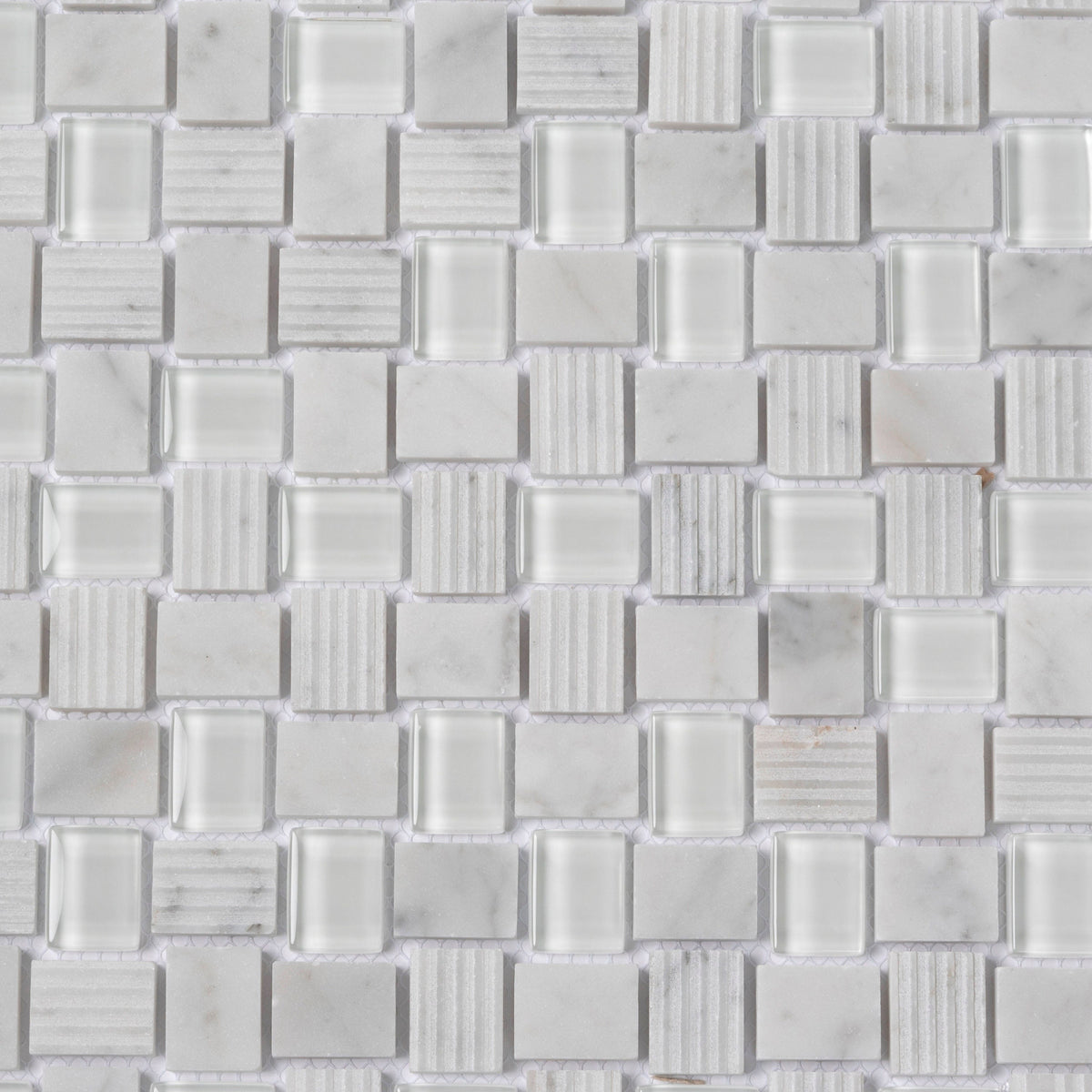 Apollo Tile (Sample) Sparta Gray 4-in x 4-in Polished Marble Basketweave Mosaic Floor and Wall Tile