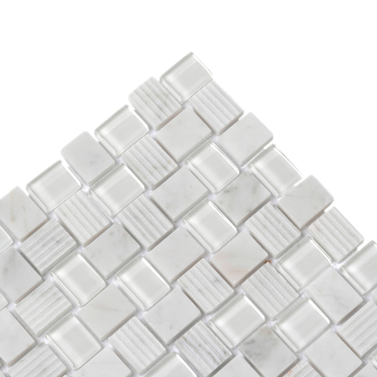 Apollo Tile (Sample) Sparta Gray 4-in x 4-in Polished Marble Basketweave Mosaic Floor and Wall Tile