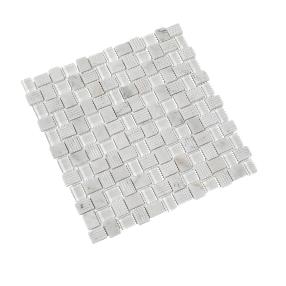Apollo Tile (Sample) Sparta Gray 4-in x 4-in Polished Marble Basketweave Mosaic Floor and Wall Tile