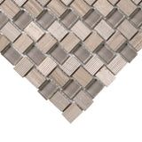 Apollo Tile (Sample) Sparta Wooden Gray 4-in x 4-in Polished Marble Basketweave Patterned Floor and Wall Tile