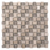 Apollo Tile (Sample) Sparta Wooden Gray 4-in x 4-in Polished Marble Basketweave Patterned Floor and Wall Tile