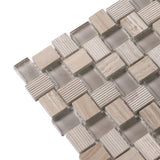 Apollo Tile (Sample) Sparta Wooden Gray 4-in x 4-in Polished Marble Basketweave Patterned Floor and Wall Tile