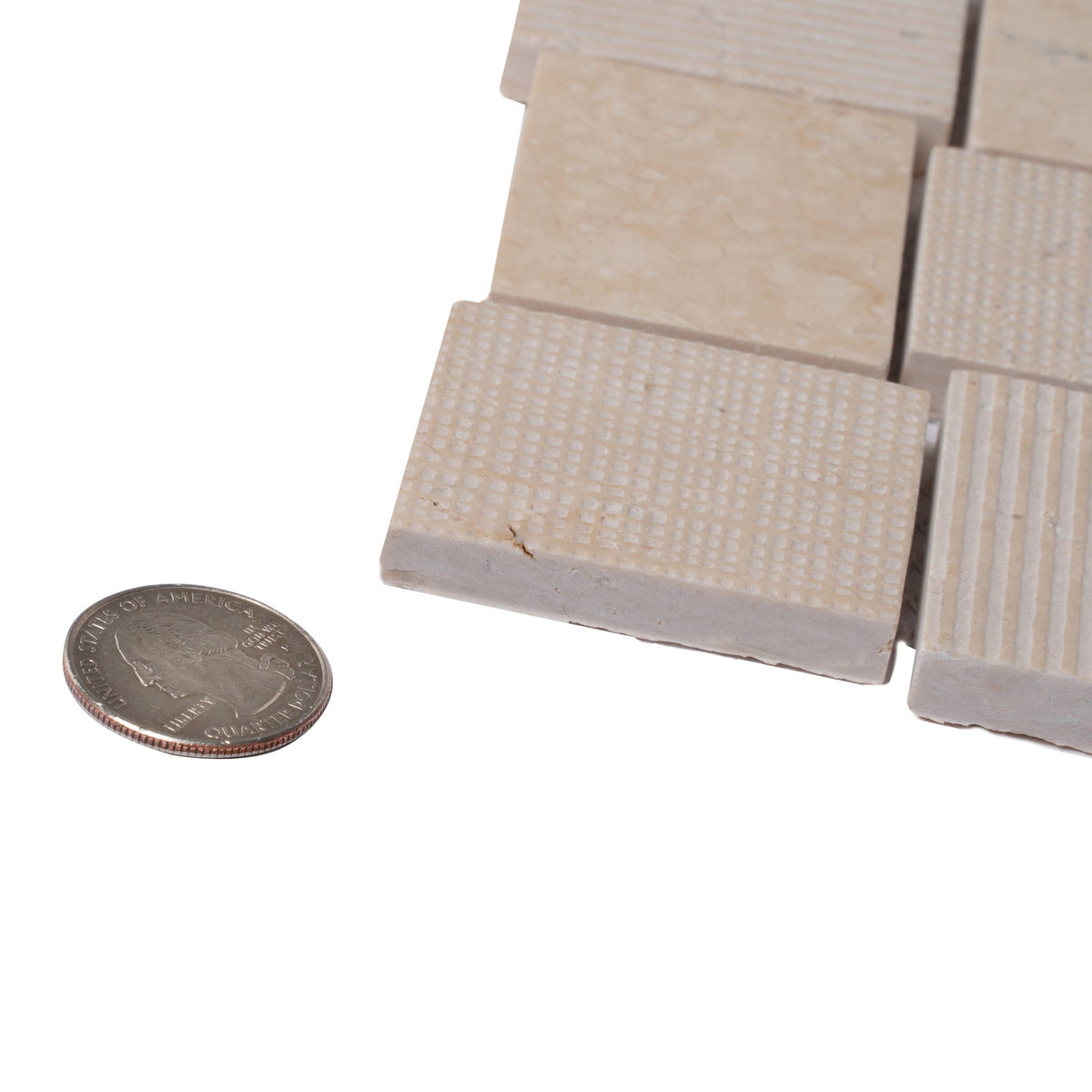 Apollo Tile (Sample) Sparta Beige 4-in x 4-in Multi-finish Marble Basketweave Mosaic Floor and Wall Tile