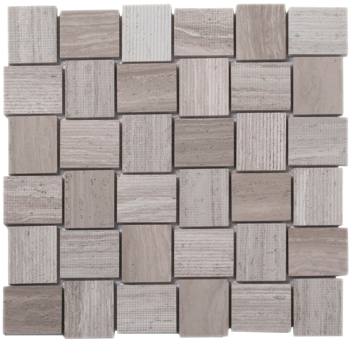 Apollo Tile (Sample) Sparta Wooden Beige 4-in x 4-in Polished Marble Basketweave Mosaic Floor and Wall Tile