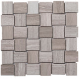 Apollo Tile (Sample) Sparta Wooden Beige 4-in x 4-in Polished Marble Basketweave Mosaic Floor and Wall Tile
