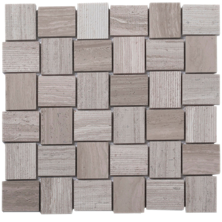 Apollo Tile (Sample) Sparta Wooden Beige 4-in x 4-in Polished Marble Basketweave Mosaic Floor and Wall Tile