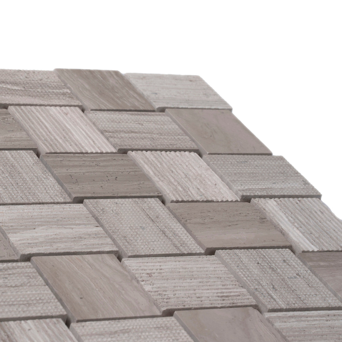 Apollo Tile (Sample) Sparta Wooden Beige 4-in x 4-in Polished Marble Basketweave Mosaic Floor and Wall Tile