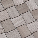 Apollo Tile (Sample) Sparta Wooden Beige 4-in x 4-in Polished Marble Basketweave Mosaic Floor and Wall Tile