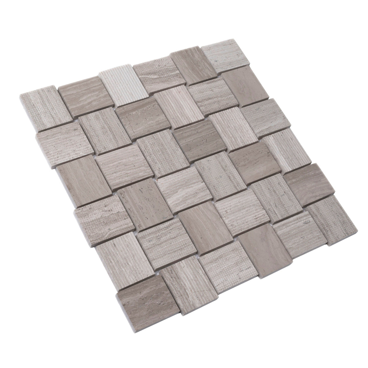 Apollo Tile (Sample) Sparta Wooden Beige 4-in x 4-in Polished Marble Basketweave Mosaic Floor and Wall Tile