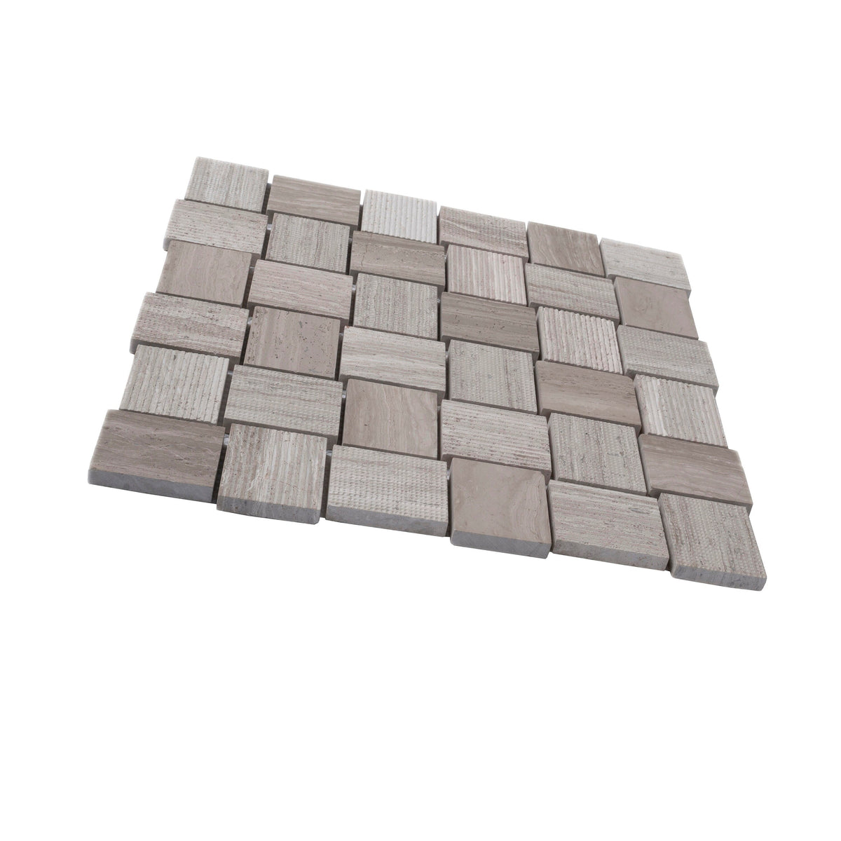 Apollo Tile (Sample) Sparta Wooden Beige 4-in x 4-in Polished Marble Basketweave Mosaic Floor and Wall Tile
