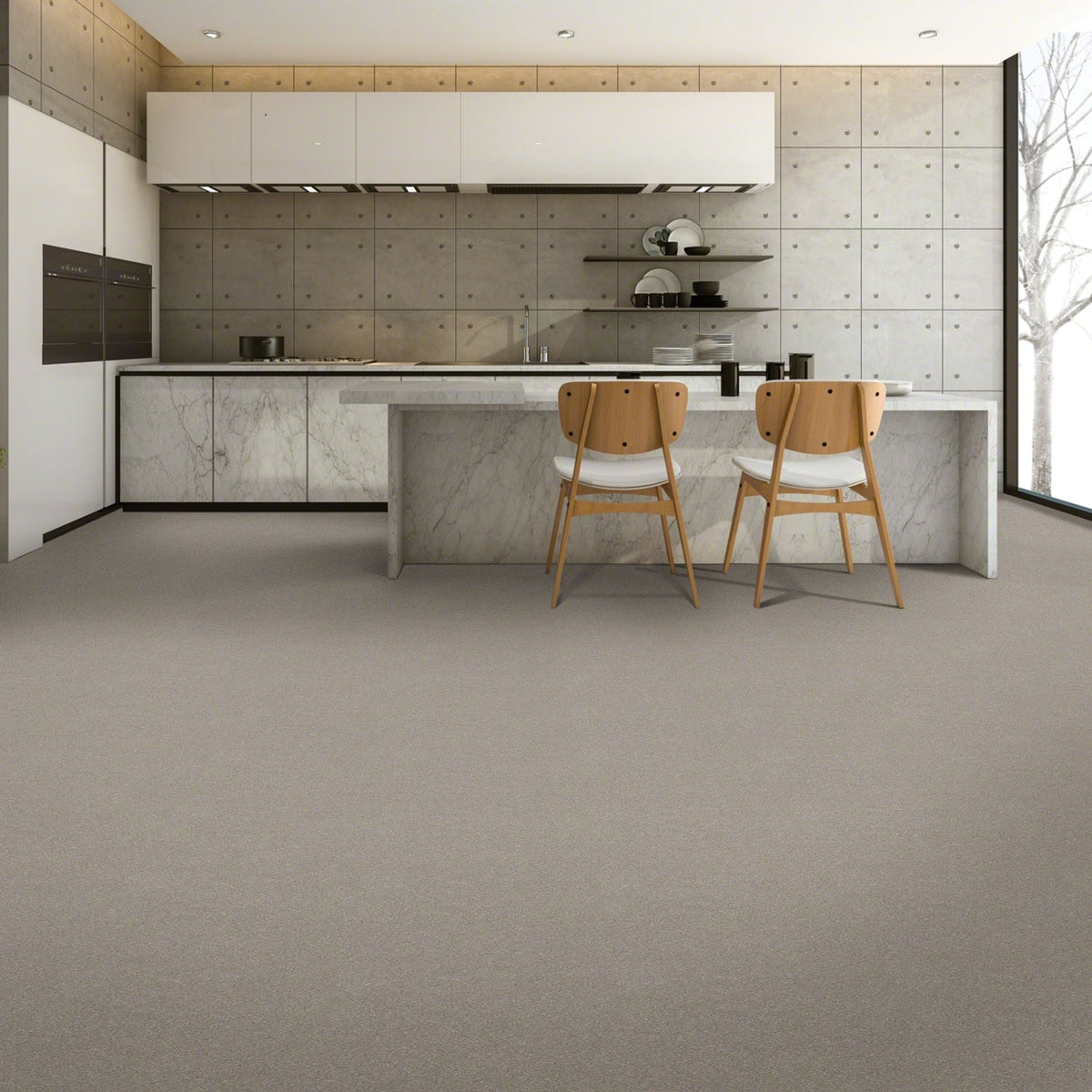 STAINMASTER Essentials Blue Diamonds III 15-ft Greige Textured Carpet (Indoor)