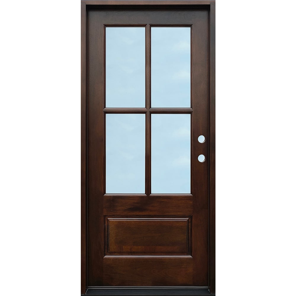 Greatview Doors Mahogany Stained 3/4 Lite Prehung Front Door, 36-in x 80-in