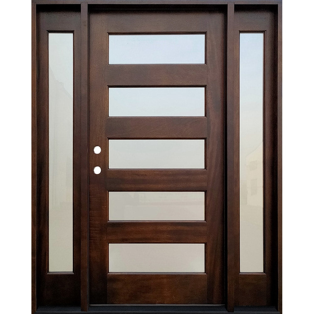 Greatview Doors Mahogany Stained Prehung Single Front Door with Sidelights