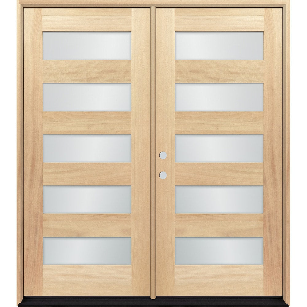 Greatview Doors 72x80 Mahogany Prehung Double Front Door with Privacy Glass