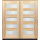 Greatview Doors 72x80 Mahogany Prehung Double Front Door with Privacy Glass