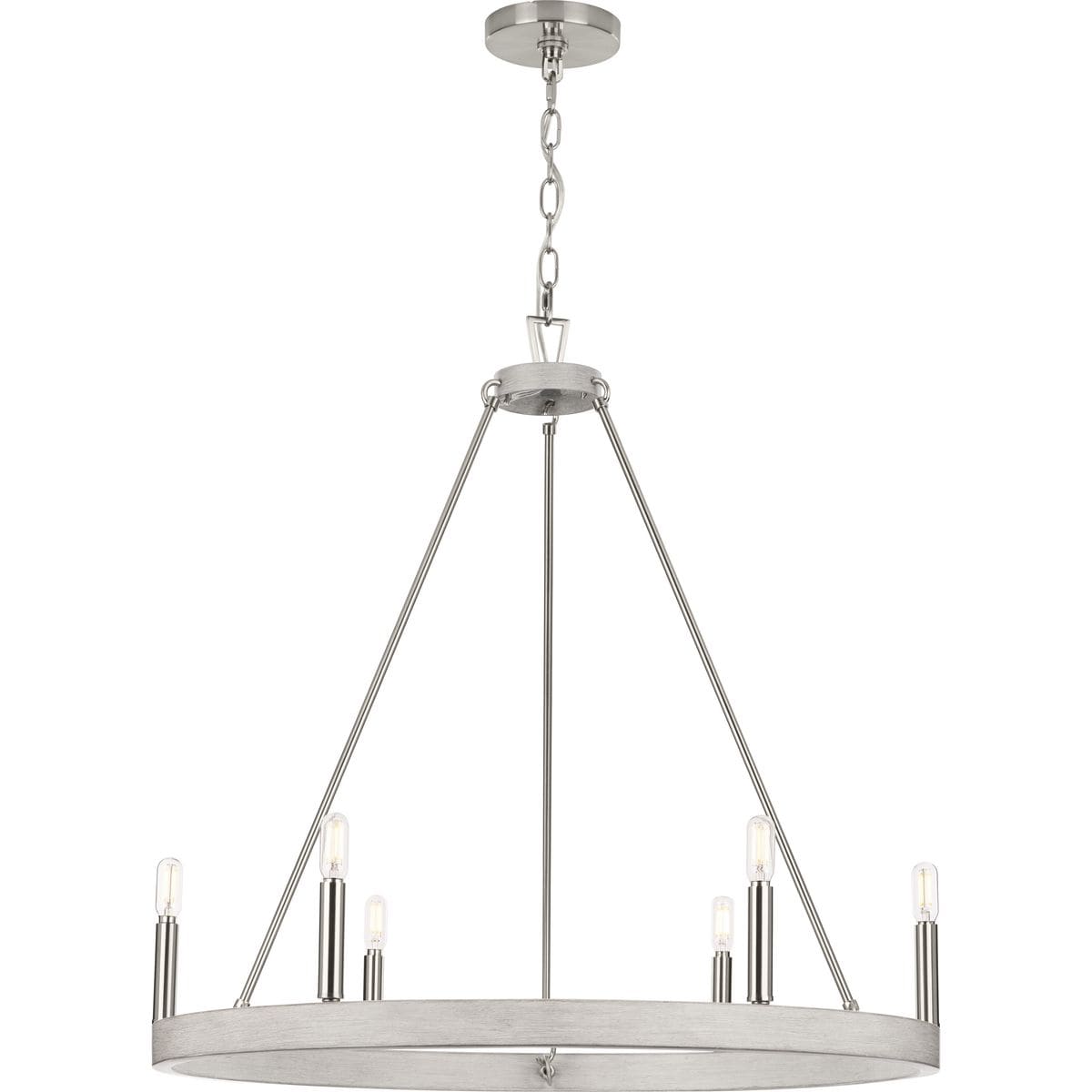 Progress Lighting Galloway 6-Light Brushed Nickel Farmhouse Chandelier