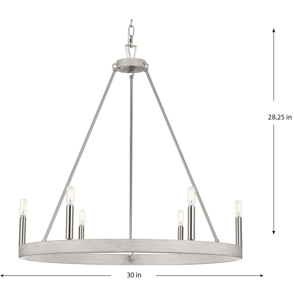 Progress Lighting Galloway 6-Light Brushed Nickel Farmhouse Chandelier