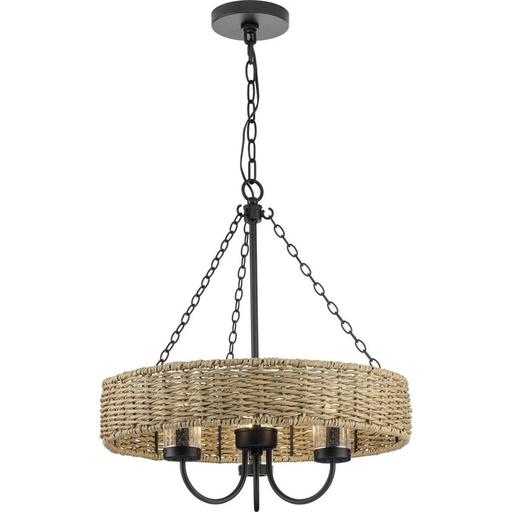Progress Lighting Pembroke 3-Light Matte Black Coastal Indoor/Outdoor Chandelier
