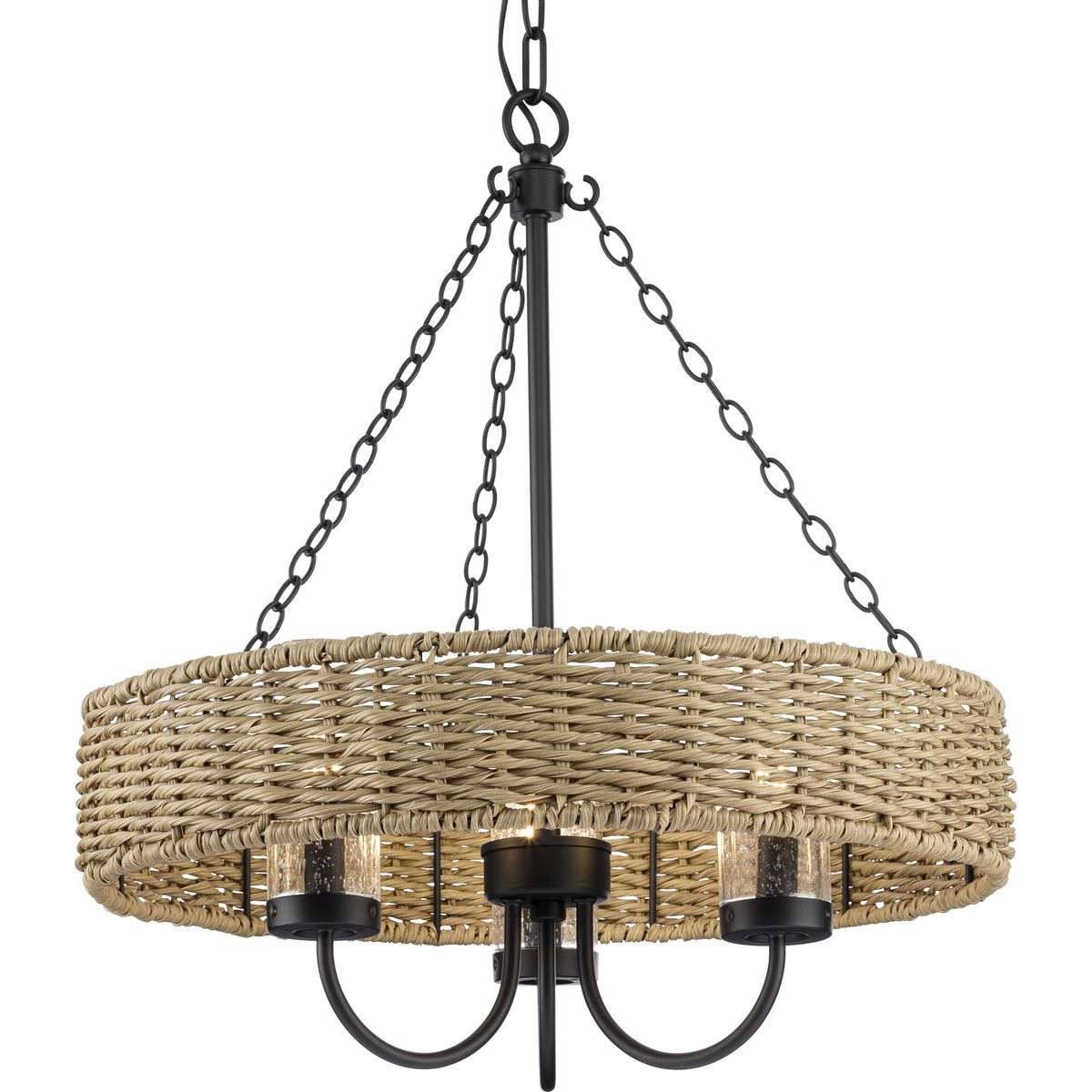Progress Lighting Pembroke 3-Light Matte Black Coastal Indoor/Outdoor Chandelier