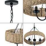 Progress Lighting Pembroke 3-Light Matte Black Coastal Indoor/Outdoor Chandelier