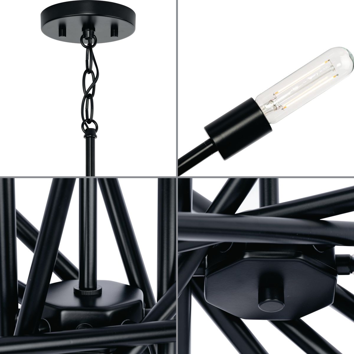 Progress Lighting Astra 8-Light Matte Black Modern/Contemporary Chandelier