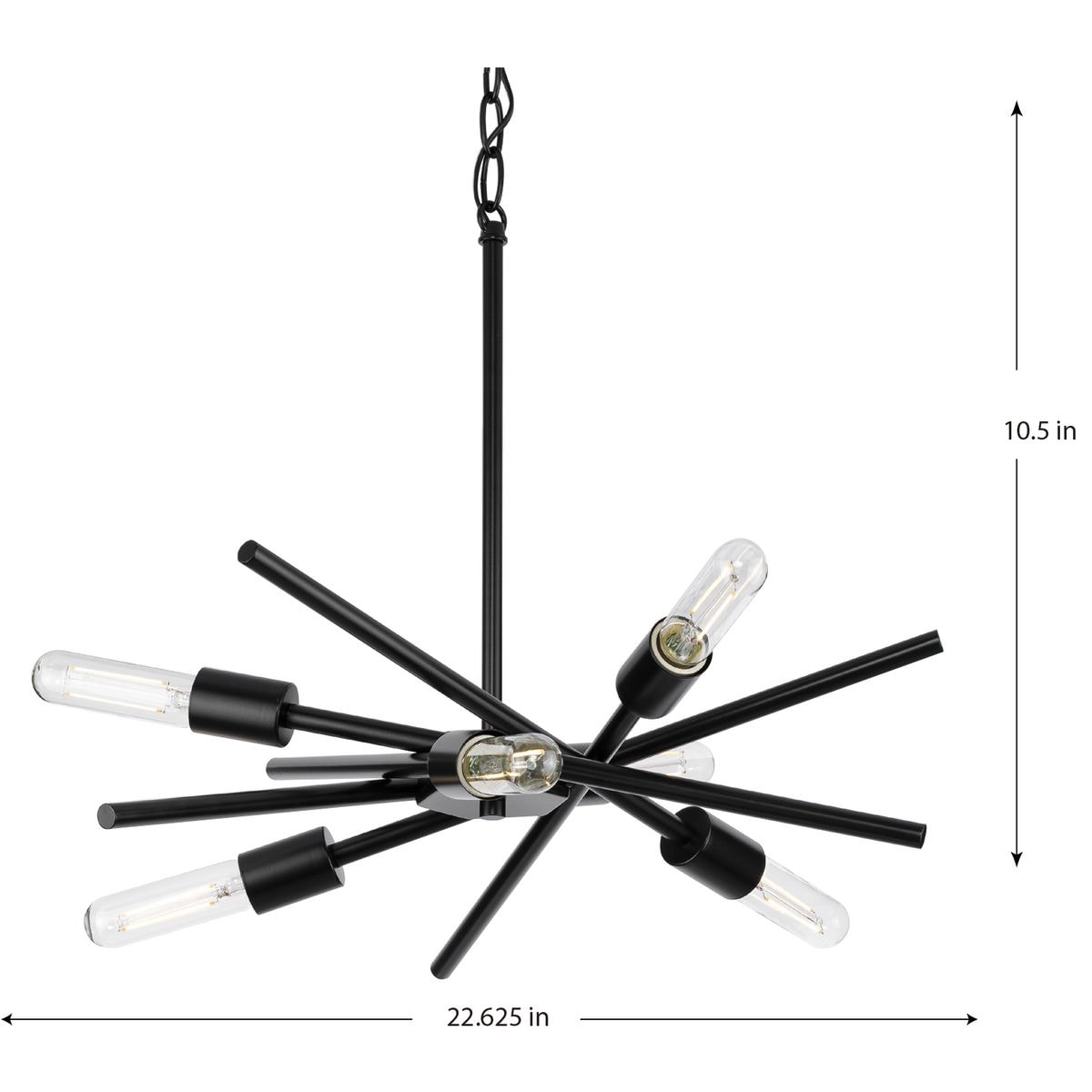 Progress Lighting Astra 6-Light Matte Black Modern/Contemporary Chandelier