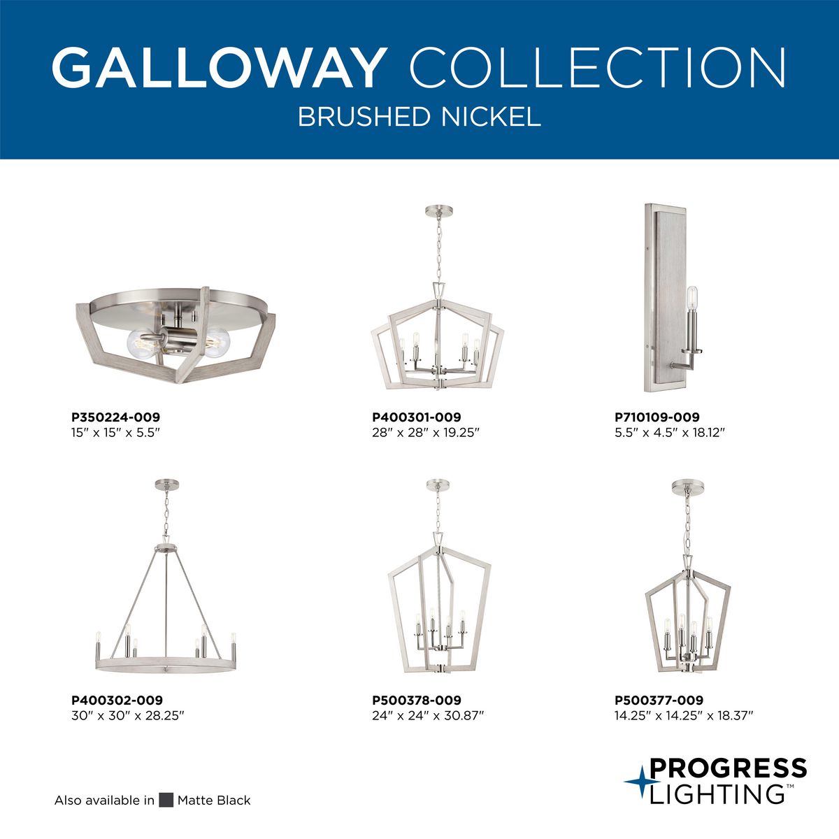 Progress Lighting Galloway 6-Light Brushed Nickel Farmhouse Chandelier