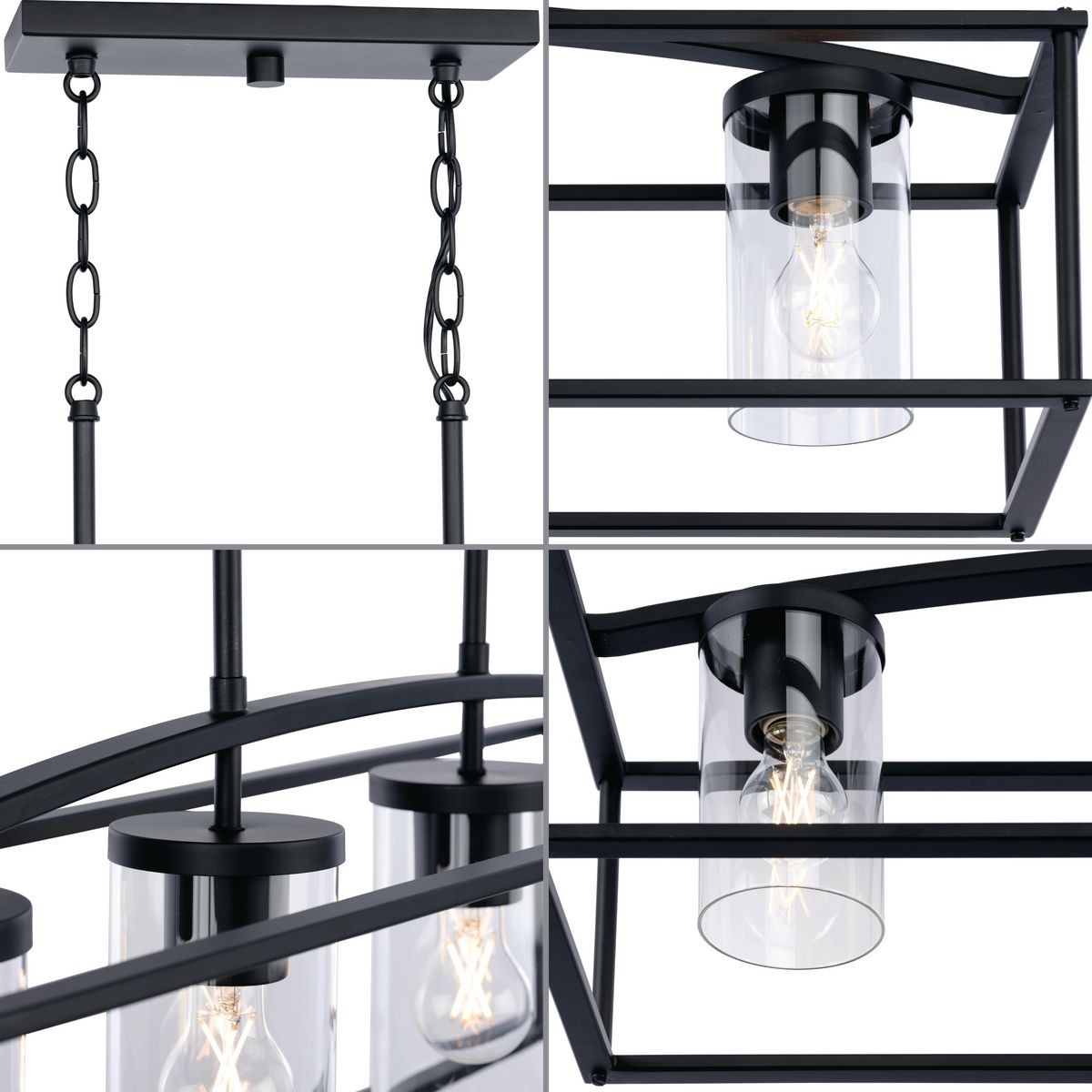 Progress Lighting Swansea 4-Light Matte Black Transitional Outdoor Chandelier