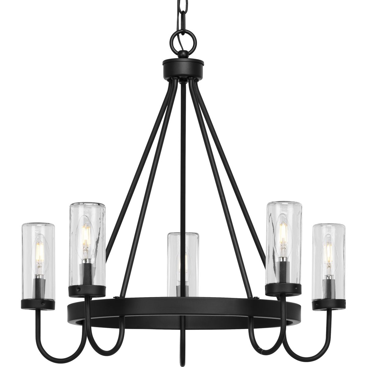 Progress Lighting Swansea 5-Light Matte Black Transitional Outdoor Chandelier