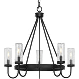 Progress Lighting Swansea 5-Light Matte Black Transitional Outdoor Chandelier