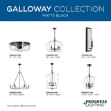 Progress Lighting Galloway 4-Light Matte Black Farmhouse Chandelier
