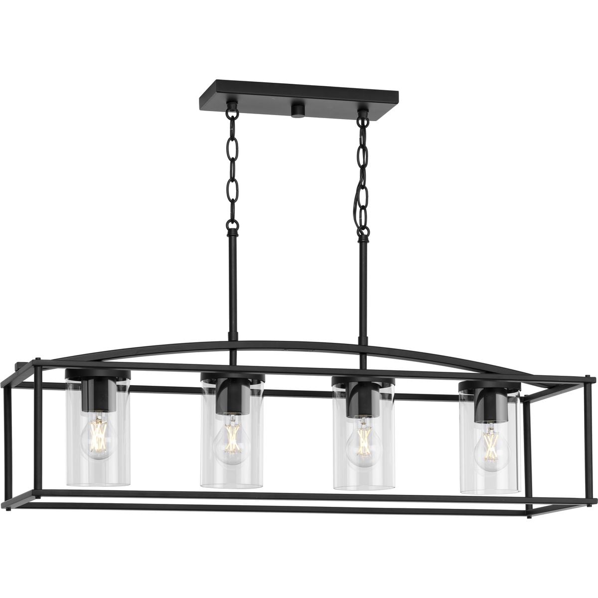 Progress Lighting Swansea 4-Light Matte Black Transitional Outdoor Chandelier